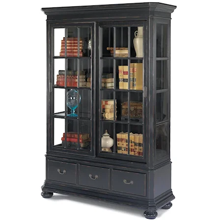 Traditional Rye Harbor Bookcase with Sliding Glass Doors